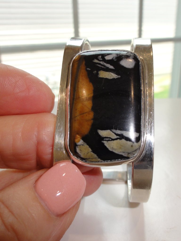 Vintage Large Cuff Sterling Bracelet With Turquoise Stone 47.8g Cs